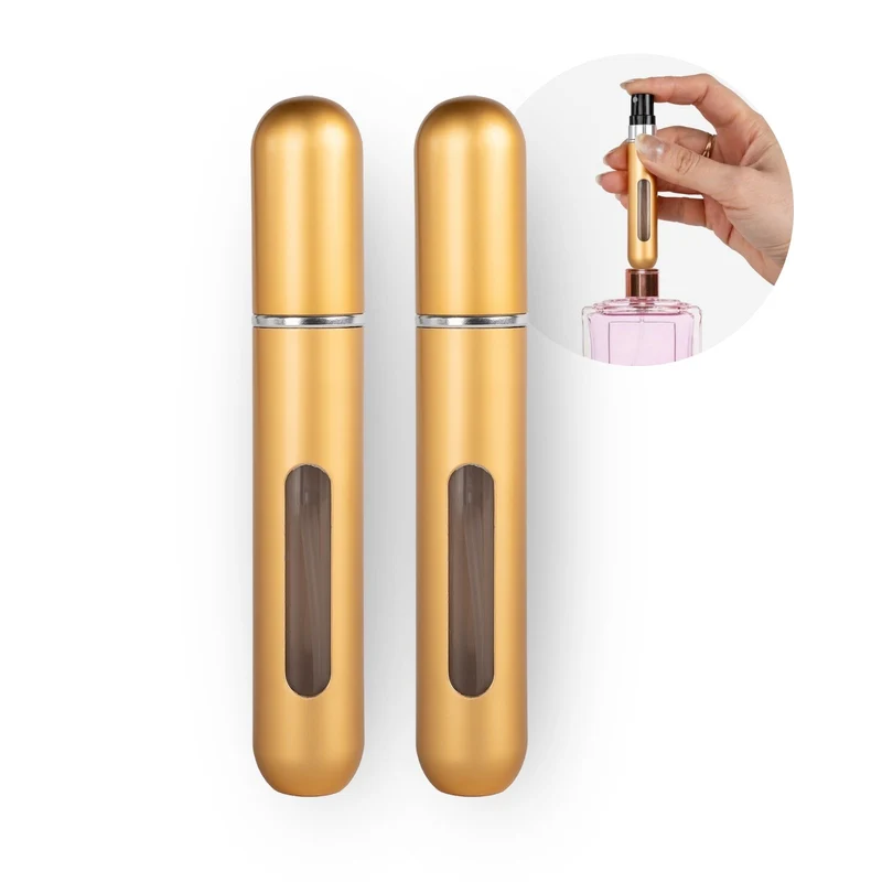 2er-Set Mini-Parfümzerstäuber 8ml Parfum Vaporisateur Matt-Goldig