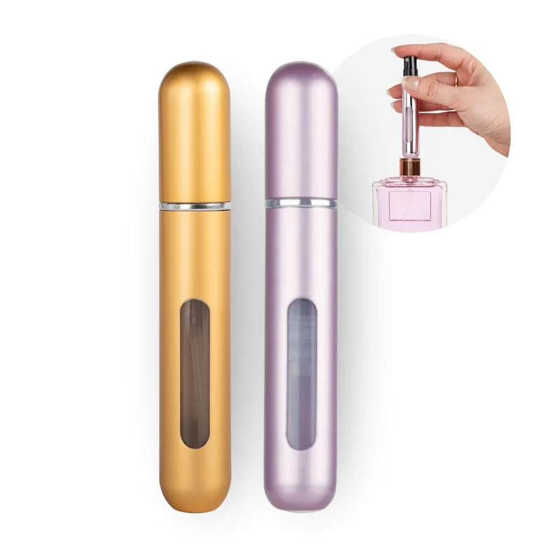 2er-Set Mini-Parfümzerstäuber 8ml Parfum Vaporisateur Pink Matt-Goldig
