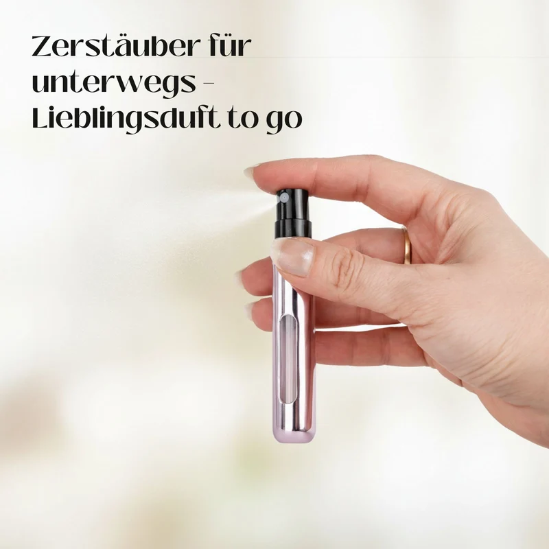 2er-Set Mini-Parfümzerstäuber 8ml Parfum Vaporisateur Pink Matt-Goldig