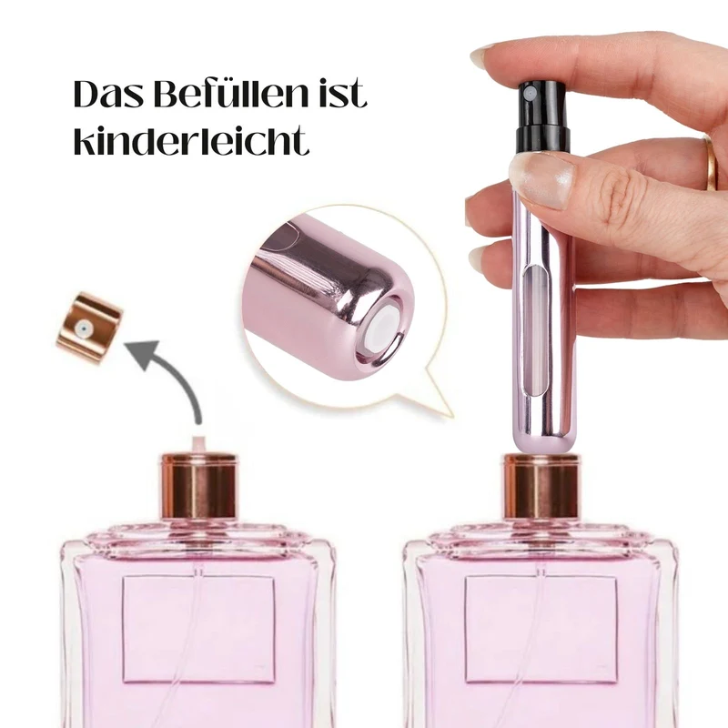 2er-Set Mini-Parfümzerstäuber 8ml Parfum Vaporisateur Pink Matt-Goldig