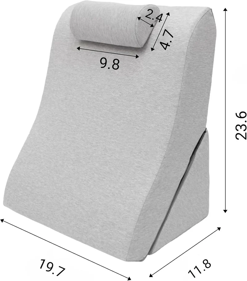 Lesekissen – Rückenkissen, verstellbare Kopfstütze, Memory-Schaum, abnehmbarer Bezug, atmungsaktiv & rutschfest, Griff – dreieckig für Rücken, Hals & Beine – 60 x 50 x 30 cm