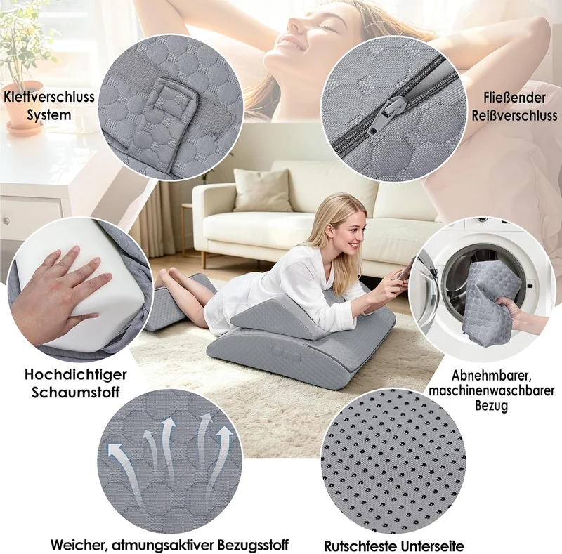 Verstellbares Keilkissen Set mit Memory-Schaum