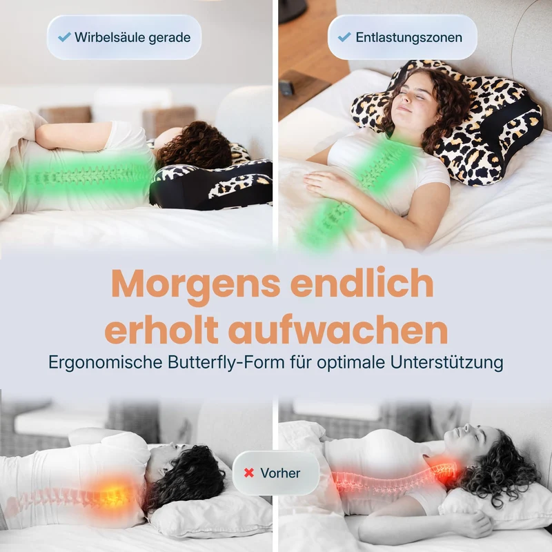 Nackenkissen – Ergonomisch - Höhenverstellbar -Seitenschläferkissen Nackenstützkissen Rückenschläferkissen Memory Foam Kopfkissen – Natürliche Nackenhaltung