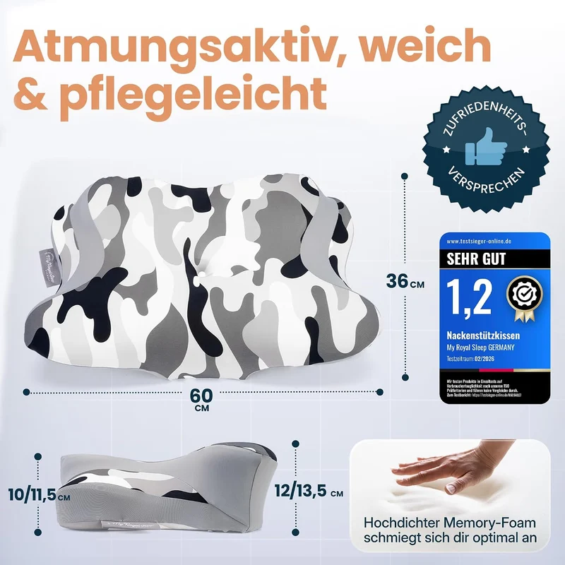 Nackenkissen – Ergonomisch - Höhenverstellbar -Seitenschläferkissen Nackenstützkissen Rückenschläferkissen Memory Foam Kopfkissen – Natürliche Nackenhaltung