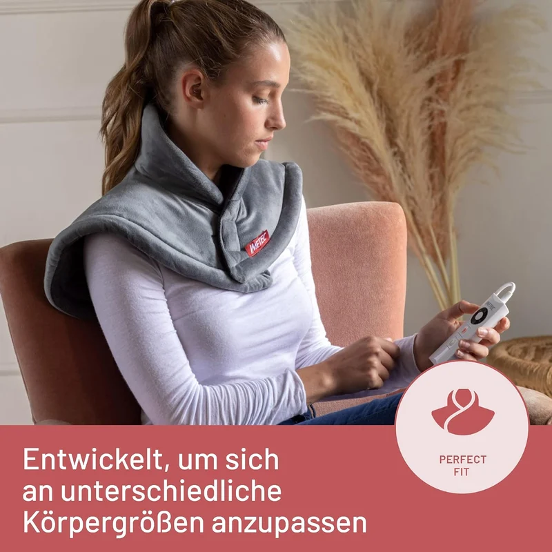 Heizkissen für Hals und Schultern, Wärmekissen 47 x 52 cm, antiallergischer Stoff, 5 Temperaturen, Electro-Block-Sicherheitssystem, schnelles Erhitzen, maschinenwaschbar