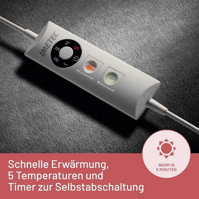 Heizkissen für Hals und Schultern, Wärmekissen 47 x 52 cm, antiallergischer Stoff, 5 Temperaturen, Electro-Block-Sicherheitssystem, schnelles Erhitzen, maschinenwaschbar