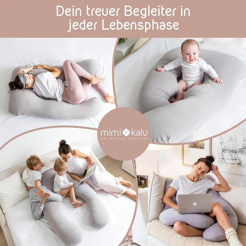 Seitenschläferkissen mit Memory Foam Füllung Individuell Anpassbar, Inkl. 100% Soft Cotton Bezug & Schlafmaske, Schwangerschaftskissen, Stillkissen, Kuschelkissen für Seitenschläfer