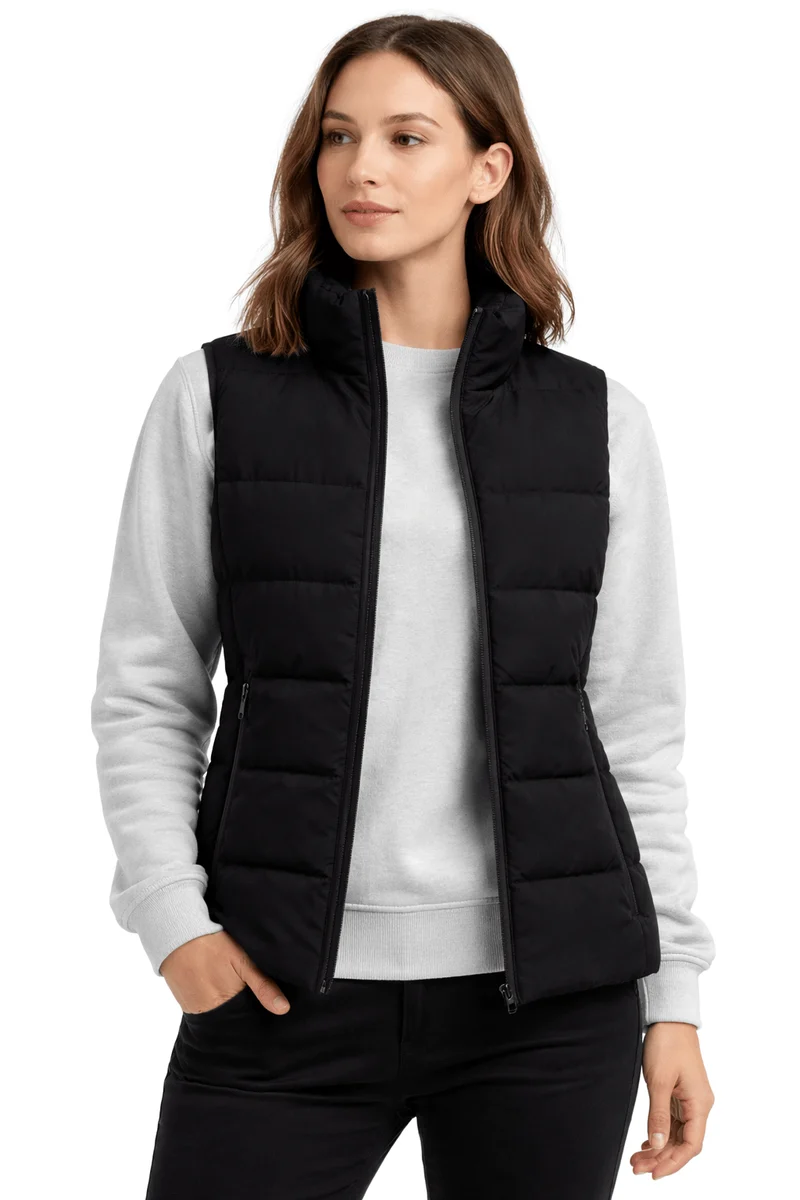 Women's Black Padded Heated Body Warmer - Dual Heating