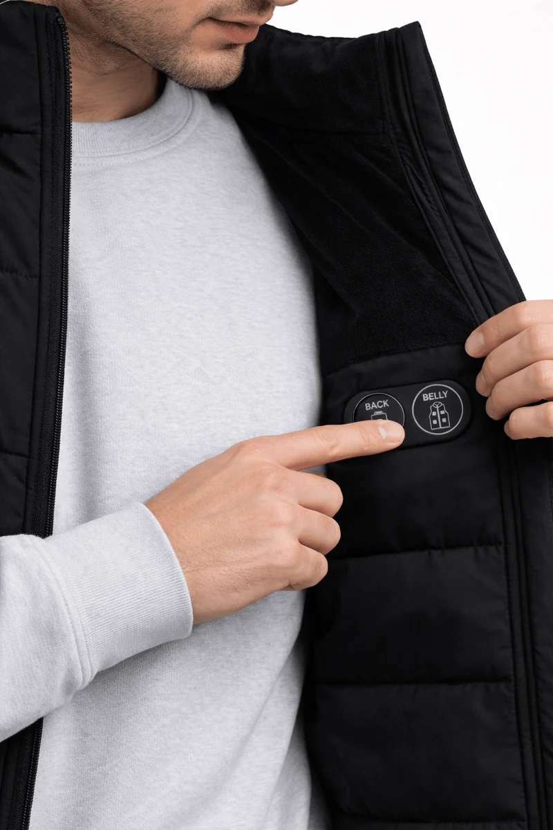 Men's Black Padded Heated Body Warmer - Dual Heating
