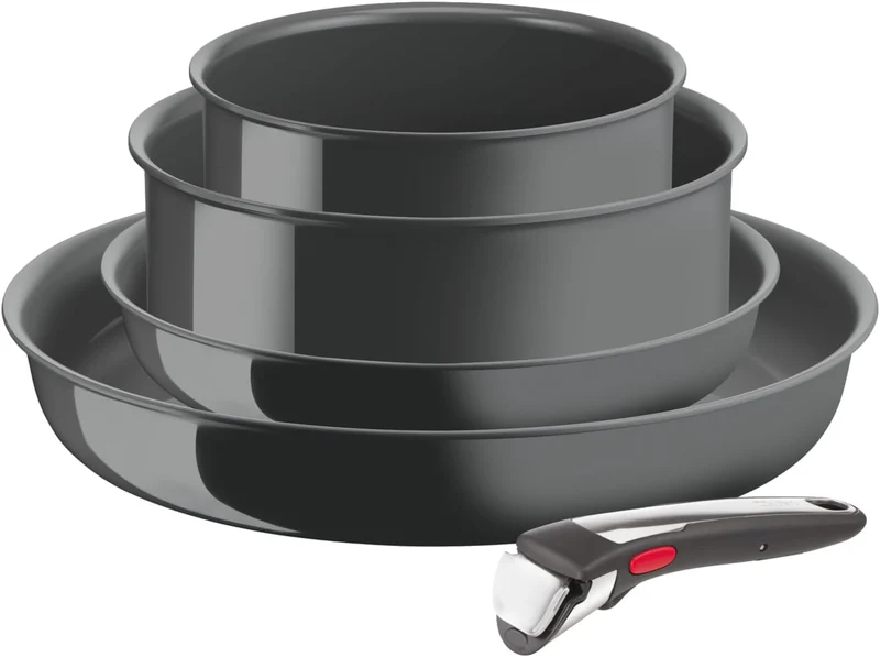 Tefal Ingenio Renew 5-teiliges Pfannenset 22/28 cm, Töpfe 16/20 cm, Abnehmbarer Griff, Induktion, Keramikbeschichtung, Thermo-Signalfunktion