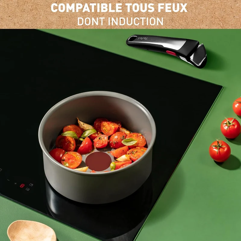 Tefal Ingenio Renew 5-teiliges Pfannenset 22/28 cm, Töpfe 16/20 cm, Abnehmbarer Griff, Induktion, Keramikbeschichtung, Thermo-Signalfunktion