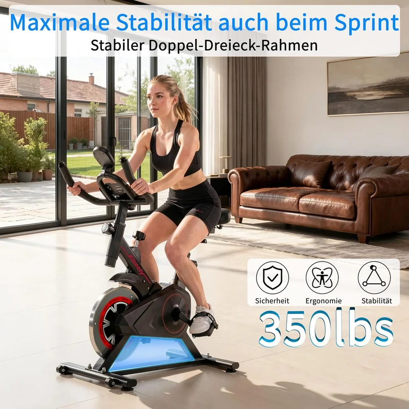 Heimtrainer Fahrrad, Leises Fitnessbike mit einstellbarem Magnetwiderstand, Indoor Cycling Bike mit LCD-Display, Ergonomischer Komfortsattel für Home Gym Indoor Cycling