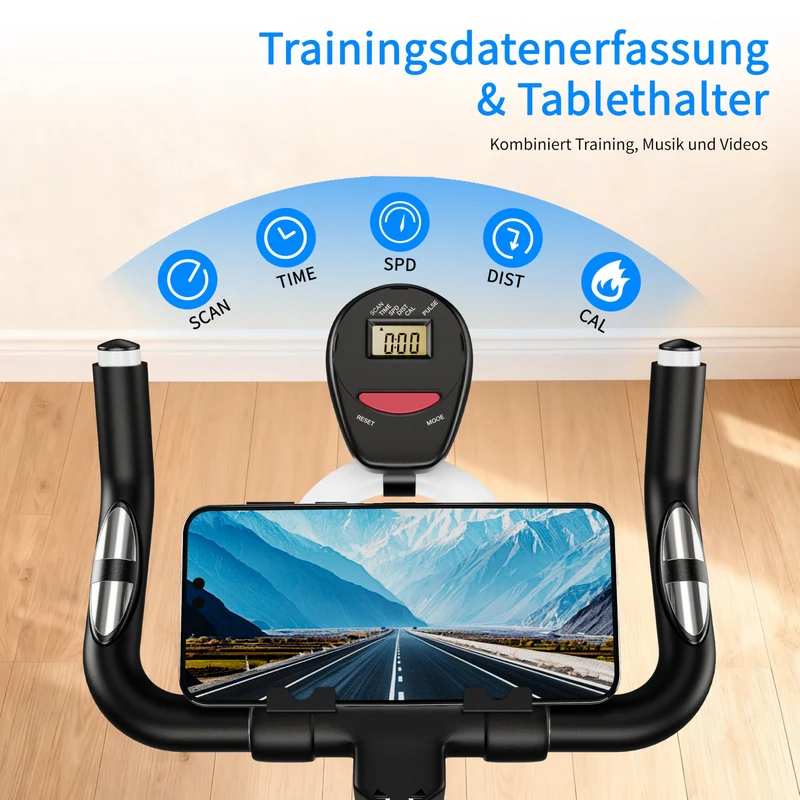 Heimtrainer Fahrrad, Leises Fitnessbike mit einstellbarem Magnetwiderstand, Indoor Cycling Bike mit LCD-Display, Ergonomischer Komfortsattel für Home Gym Indoor Cycling