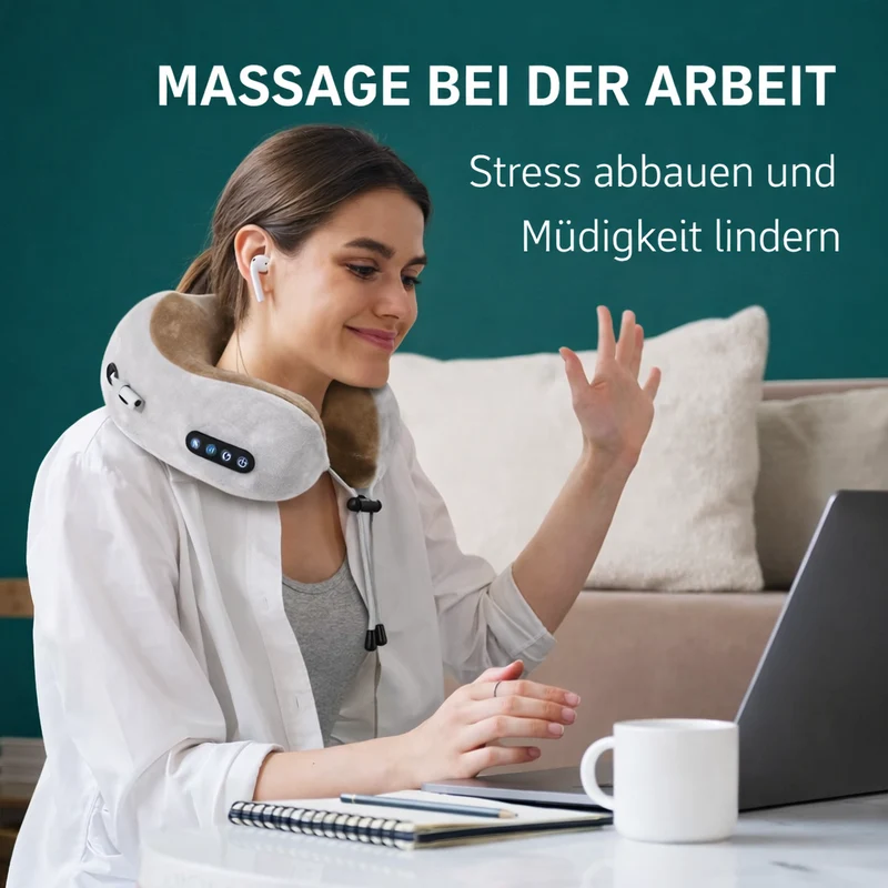 NeckFlow™ gegen Nackenschmerzen – Elektrisches Massage Nackenkissen mit Wärme
