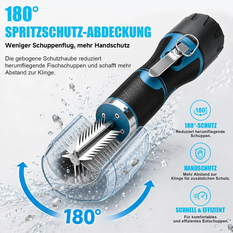 650W Elektrisch Fischentschupper mit Schutzhaube Wasserdicht aus Edelstahl