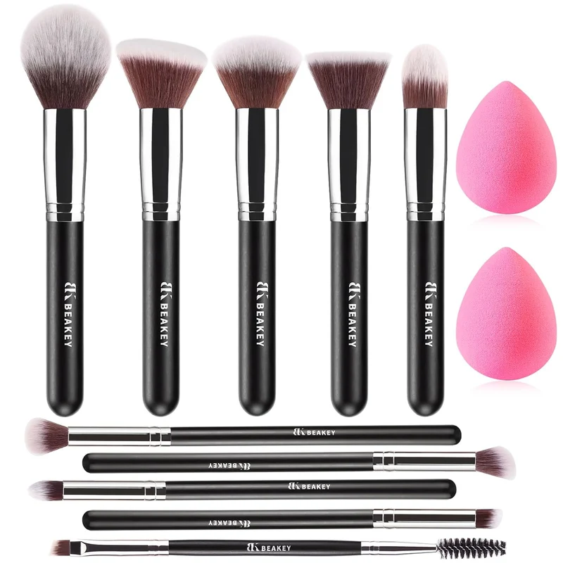 Pinselset Makeup,Make up Pinsel Set,10 Pinsel und 2 Make-up-Schwämme