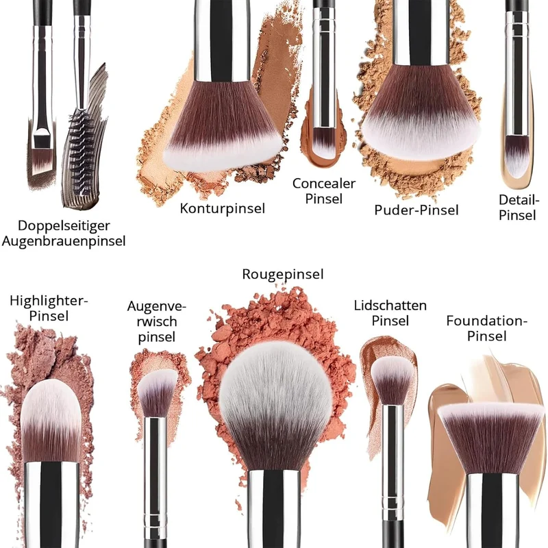 Pinselset Makeup,Make up Pinsel Set,10 Pinsel und 2 Make-up-Schwämme