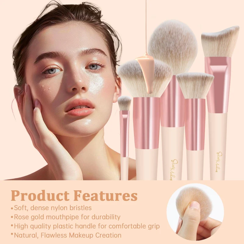 Pinselset Makeup Start Makers 10 Stück Professionelle Make Up Pinsel Set Schwarzer Marmor Kosmetik Pinselset Puder Foundation Lidschatten Concealer Eyeshadow Schmink Pinsel (A)