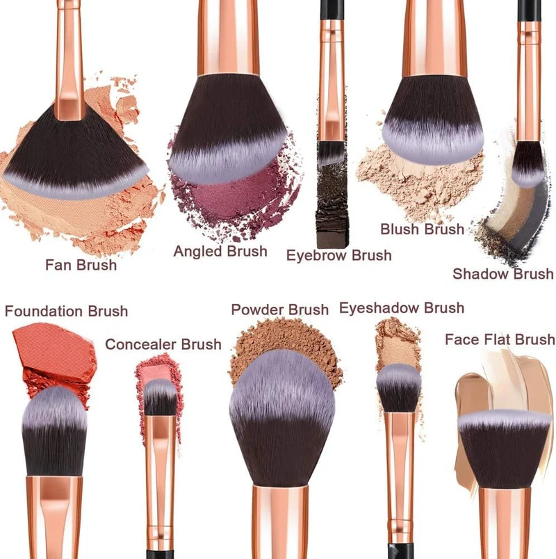 Pinselset Makeup Start Makers 10 Stück Professionelle Make Up Pinsel Set Schwarzer Marmor Kosmetik Pinselset Puder Foundation Lidschatten Concealer Eyeshadow Schmink Pinsel (A)