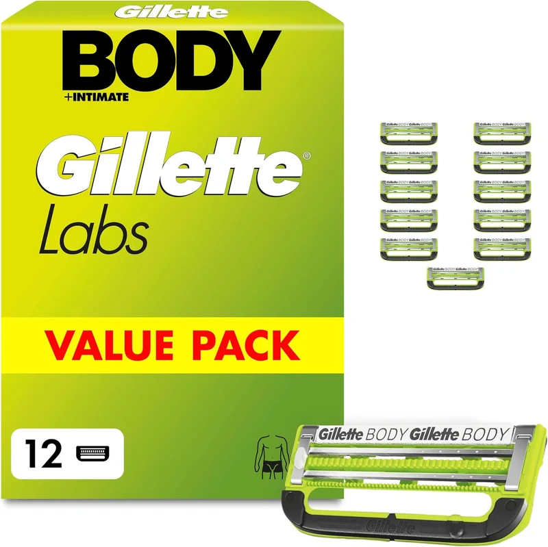 Gillette Labs Body & Intimate Rasierklingen, Original Ersatzklingen , Grün