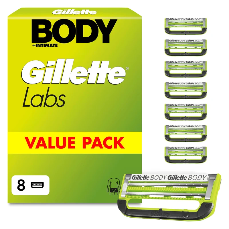 Gillette Labs Body & Intimate Rasierklingen, Original Ersatzklingen , Grün