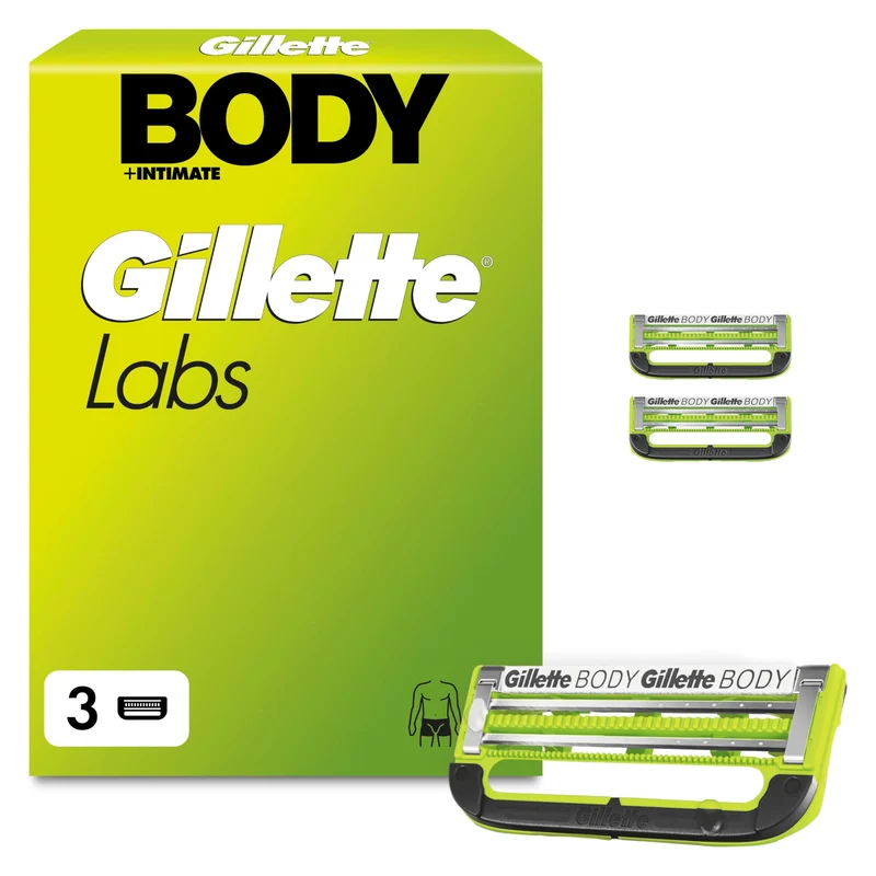 Gillette Labs Body & Intimate Rasierklingen, Original Ersatzklingen , Grün