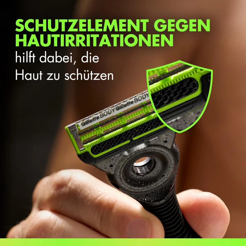 Gillette Labs Body & Intimate Rasierklingen, Original Ersatzklingen , Grün