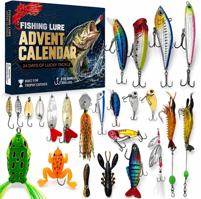 Adventskalender Angeln 2026 - Geschenke für Angler（24 Köder）