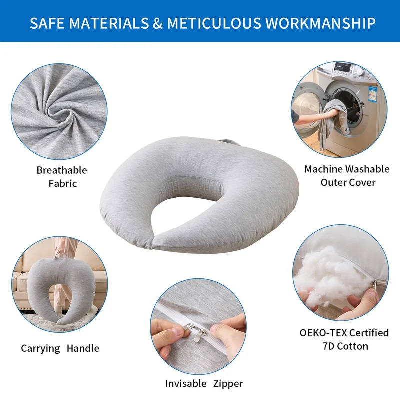 Lesekissen, ergonomische Armstütze zum Spielen, Häkeln, Laptop-Stützkissen zum Sitzen im Bett & Sofa, Haltungskorrektur-Kissen für den Schoß, Samtbezug waschbar (Soft Grau)