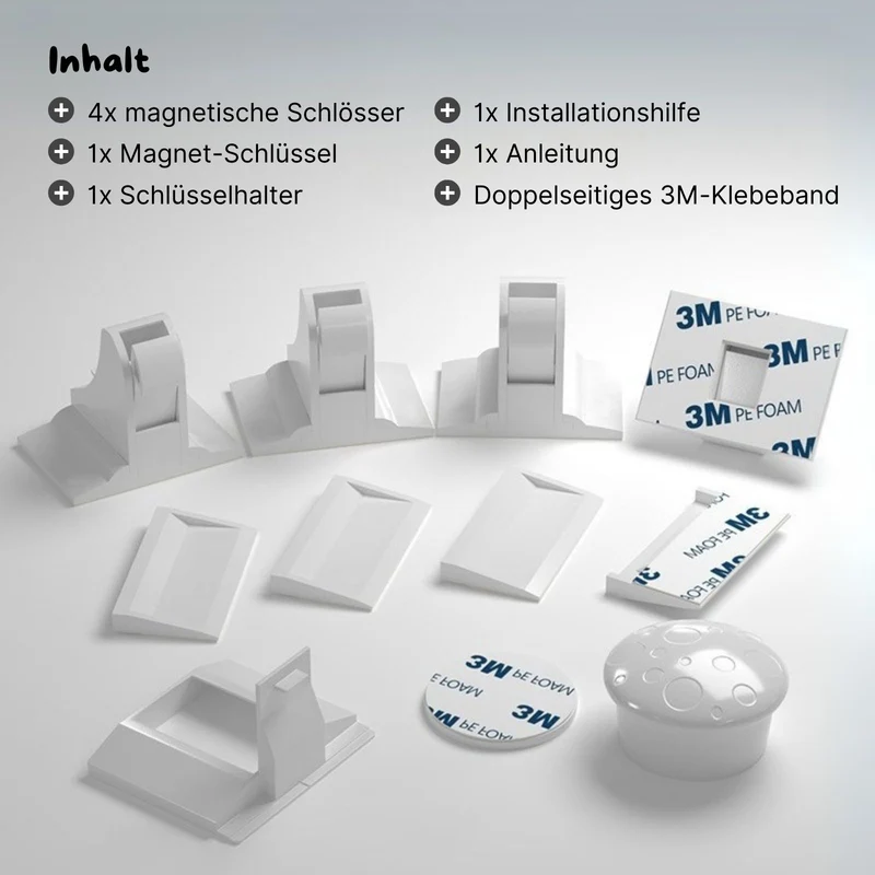 Magnetisches Sicherheitsschloss-Set Schranksicherung Schrankschloss Kindersicherung
