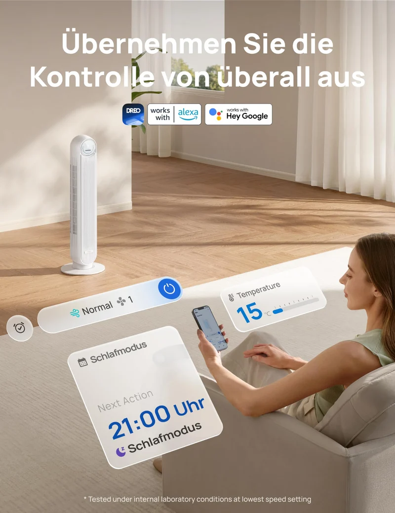 Leiser Turmventilator, 10 m Wurfweite 8 Geschwindigstufen 4 Modi 8 Std. Timer 90° oszillierende Ventilator mit Kühlung Fernbedienung für Schlafzimmer,Turmventilator 307, Schwarz