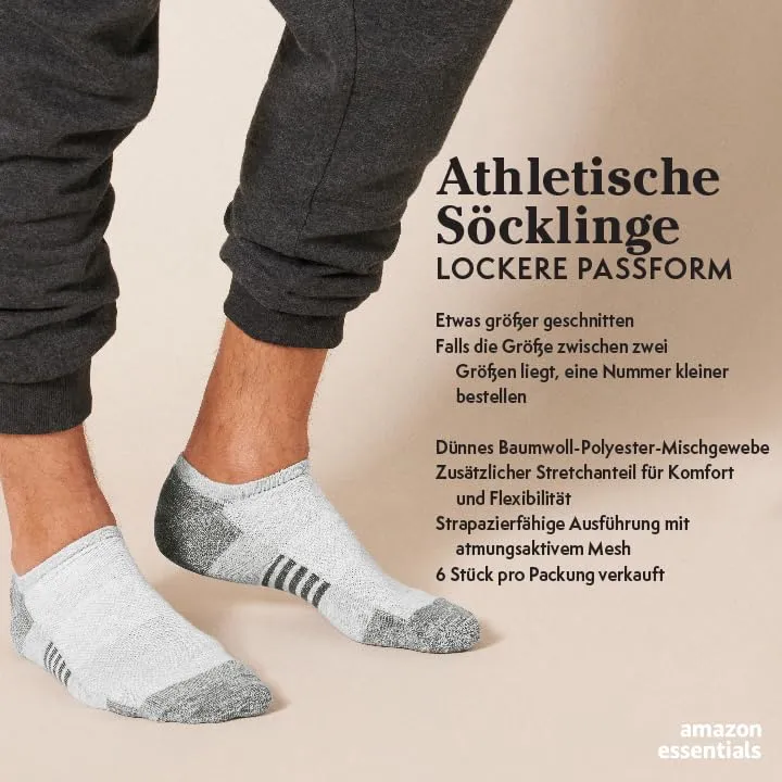 Funktions-Sport-Socken für Herren, Socken aus Baumwolle, gepolstert, 6 Paar