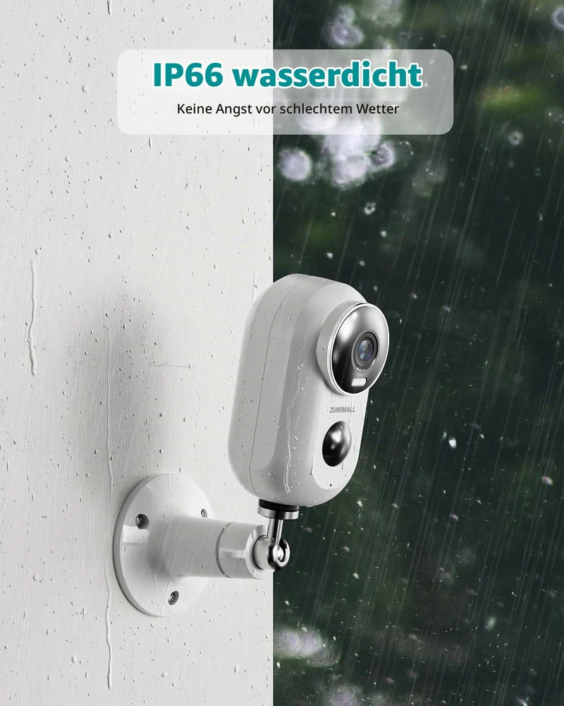 Überwachungskamera Aussen Akku, 2K Kabellose Outdoor WLAN IP Kamera mit PIR Bewegungsmelder, IR Nachtsicht, IP66 Wasserdich, 2-Wege Audio, Cloud/SD Storage, Sirenenalarm