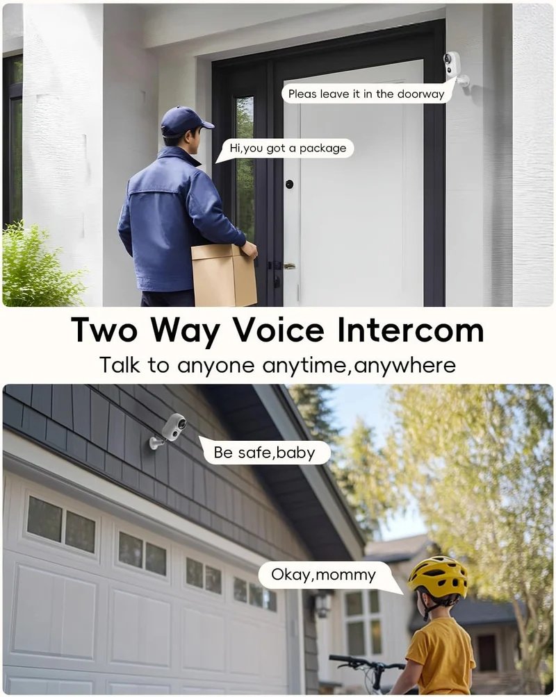 Überwachungskamera Aussen Akku, 2K Kabellose Outdoor WLAN IP Kamera mit PIR Bewegungsmelder, IR Nachtsicht, IP66 Wasserdich, 2-Wege Audio, Cloud/SD Storage, Sirenenalarm