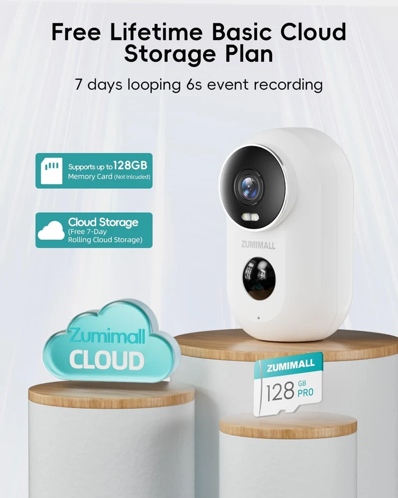 Überwachungskamera Aussen Akku, 2K Kabellose Outdoor WLAN IP Kamera mit PIR Bewegungsmelder, IR Nachtsicht, IP66 Wasserdich, 2-Wege Audio, Cloud/SD Storage, Sirenenalarm