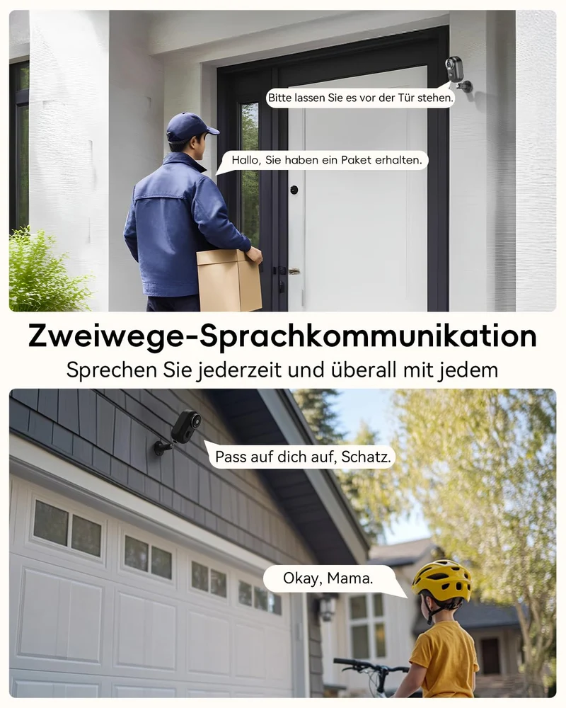 Überwachungskamera Aussen Akku, 2K Kabellose Outdoor WLAN IP Kamera mit PIR Bewegungsmelder, IR Nachtsicht, IP66 Wasserdich, 2-Wege Audio, Cloud/SD Storage, Sirenenalarm