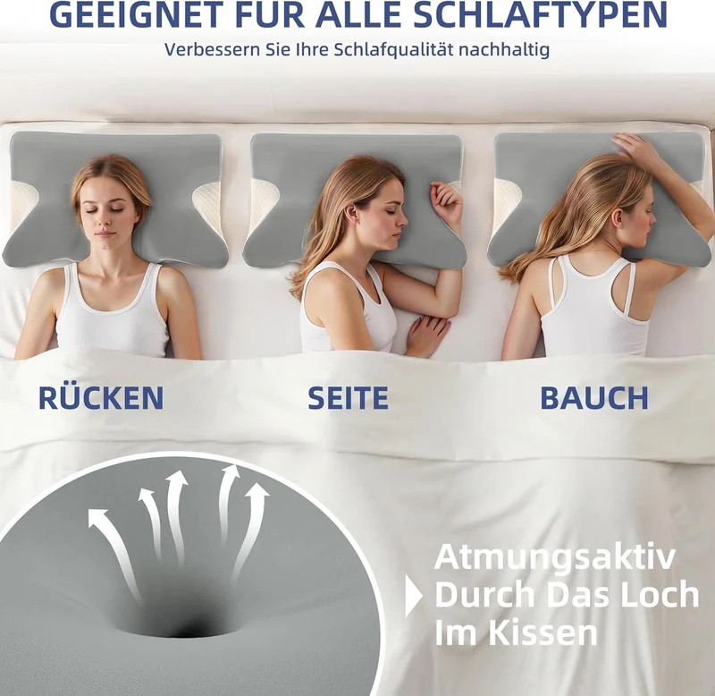 Ergonomisches Nackenstützkissen, 2 in 1 Kopfkissen aus Memory-Schaum