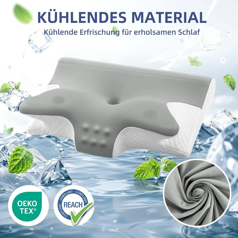 Ergonomisches Nackenstützkissen, 2 in 1 Kopfkissen aus Memory-Schaum