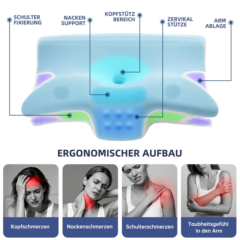 Ergonomisches Nackenstützkissen, 2 in 1 Kopfkissen aus Memory-Schaum