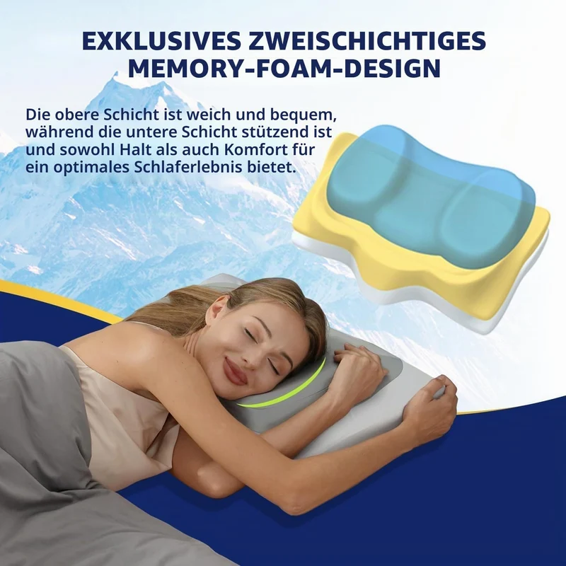 Orthopädisches Kopfkissen Memory Foam, Ergonomisches Nackenschmerzen Kühlendes Stützkissen für Seitenschläfer, Rücken- und Bauchschläfer, Grau