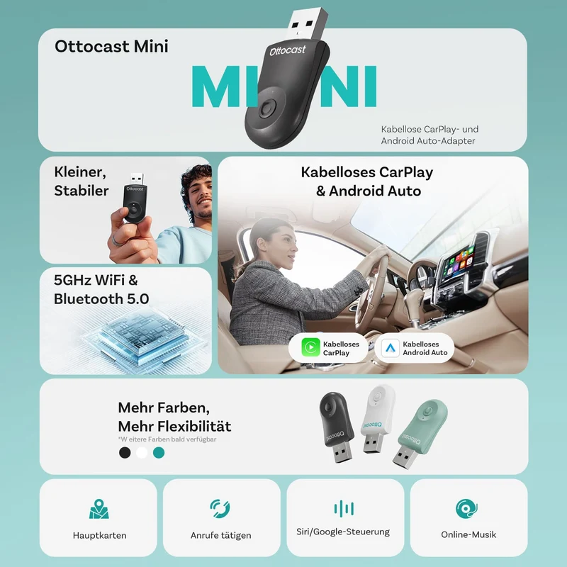 Mini Wireless CarPlay & Android Auto Adapter 2025 – Kabellose Verbindung im Auto | Cervora