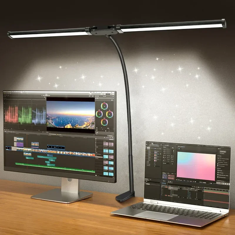 Dimmbare Doppelkopf-LED Schreibtischlampe – Augenfreundliches Licht für Produktives Arbeiten | Cervora