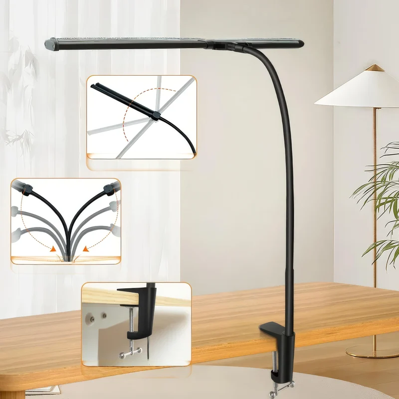 Dimmbare Doppelkopf-LED Schreibtischlampe – Augenfreundliches Licht für Produktives Arbeiten | Cervora