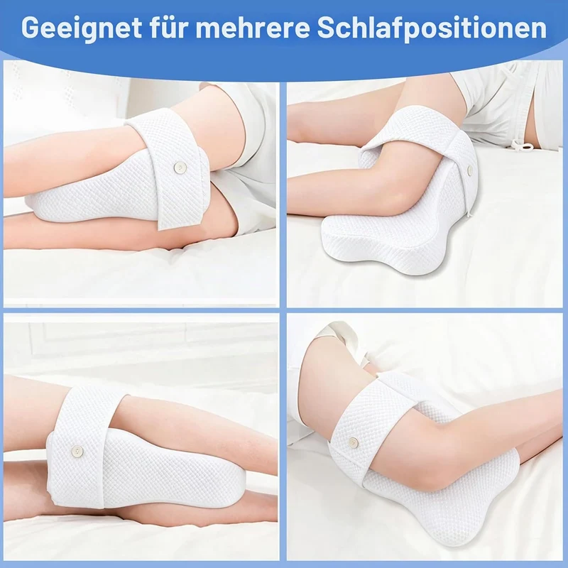 Kniekissen Seitenschläfer, Memory Foam Beinkissen m. Riemen, Ergonomisch