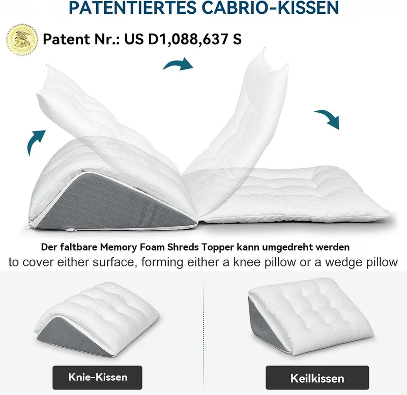 Memory Schaum Venenkissen, Umwandelbares Kniekissen zum Rückenschlafen, Dual-Layer Design Beinkissen für Beine nach der Operation, Kniestütze, Beinerhöhung