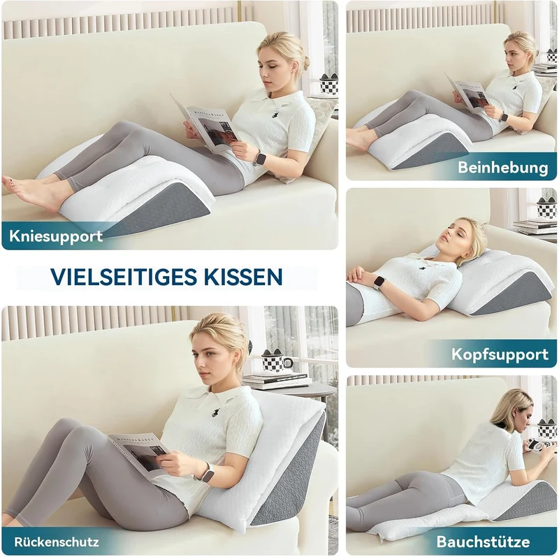 Memory Schaum Venenkissen, Umwandelbares Kniekissen zum Rückenschlafen, Dual-Layer Design Beinkissen für Beine nach der Operation, Kniestütze, Beinerhöhung