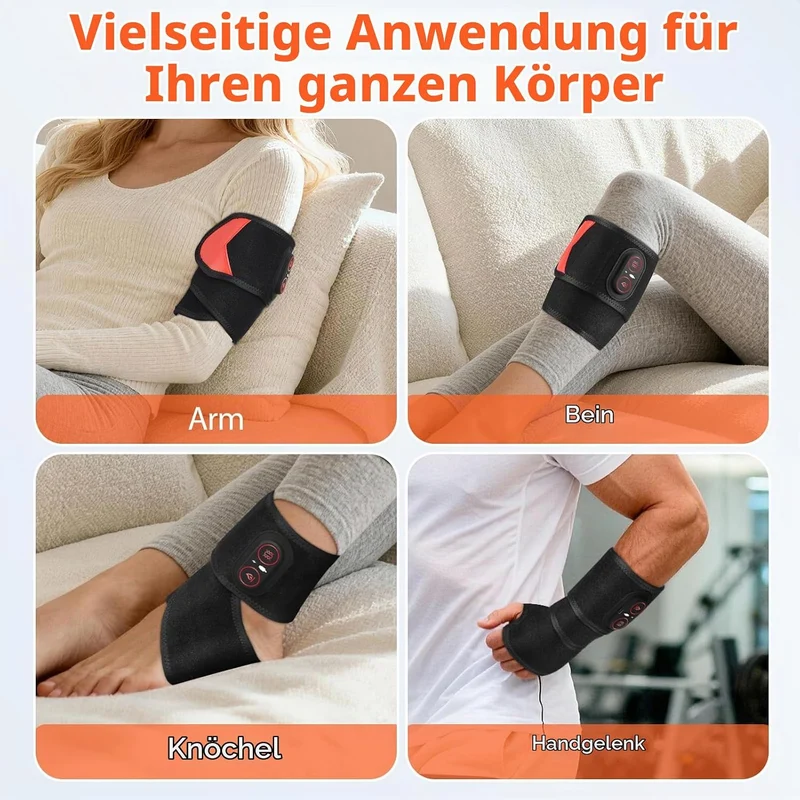 Kabellose Handgelenk-Heizbandage Mit Vibration, Tragbare Heiz-Handgelenkstütze Mit 660nm Rotem Licht, 3 Heizstufen, 3 Vibrationsmodi, Eingebauter 3000mAh-Akku, Geeignet Für Frauen Männer, 69cm Länge