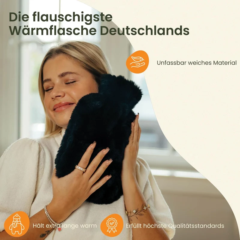 Wärmflaschengürtel - Premium Wärmflasche Lang mit Gürtel zum umbinden - 130cm Perioden Wärmegürtel - Plüsch Wärmflasche mit Bezug - Wärmflasche Gürtel mit Geschenkverpackung
