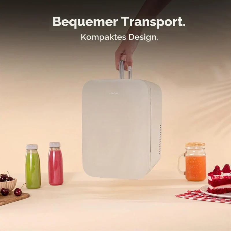 Mini-Kühlschrank / 12V-220V, Kompatibel mit Auto und Wohnwagen, Kühl- und Heizfunktion, Temperaturbereich 5-65º, Einfacher Transport.