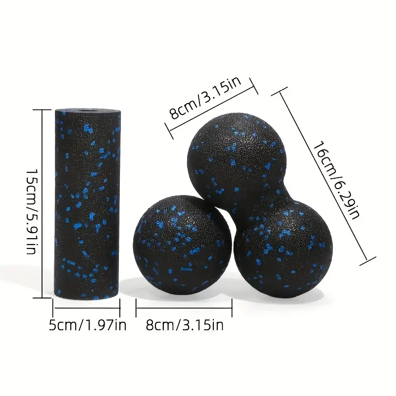 Faszienrolle Set 3-teilig Schwarz/Blau
